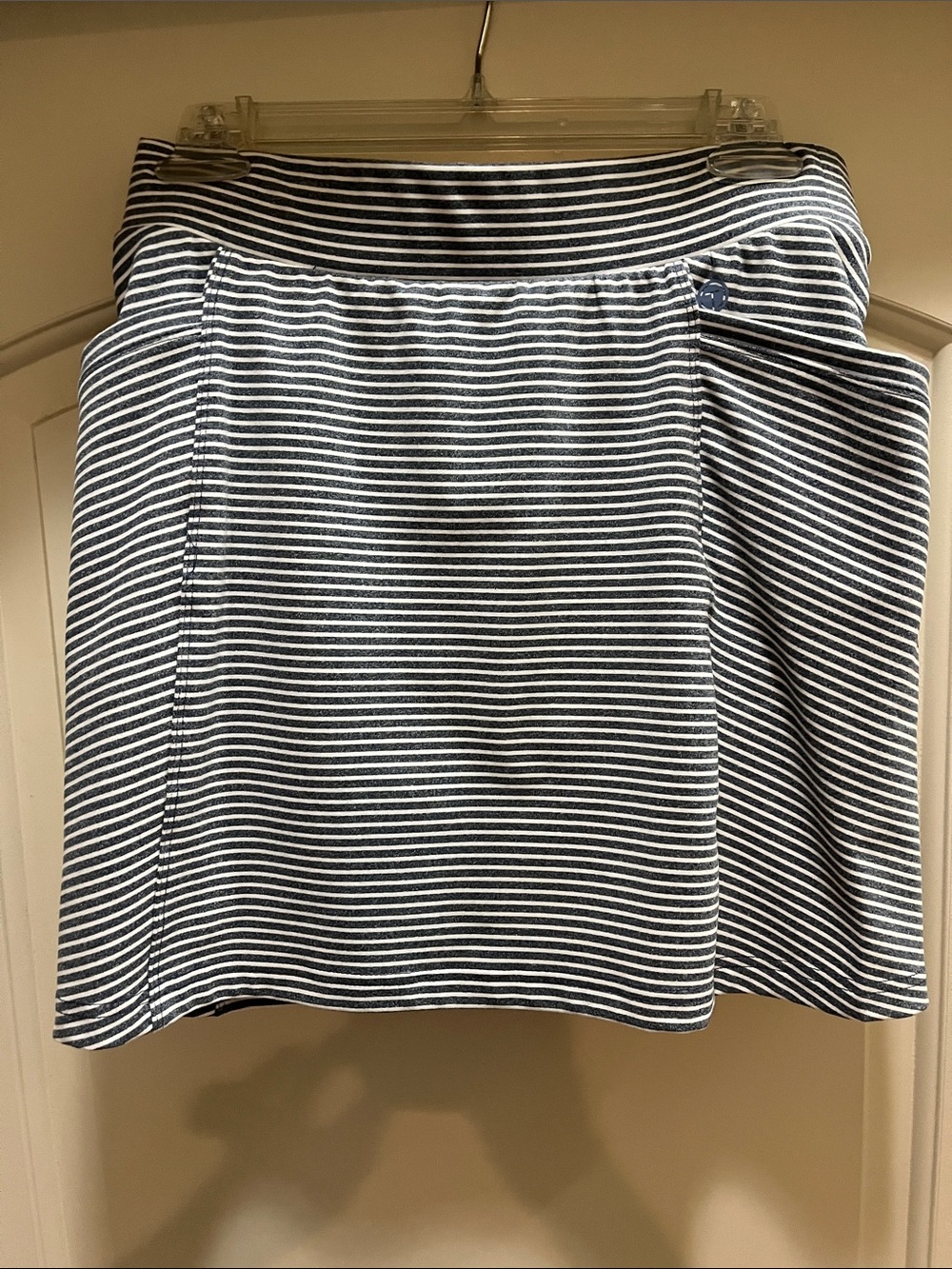 Talbots Navy and White Striped A-Line Skirt